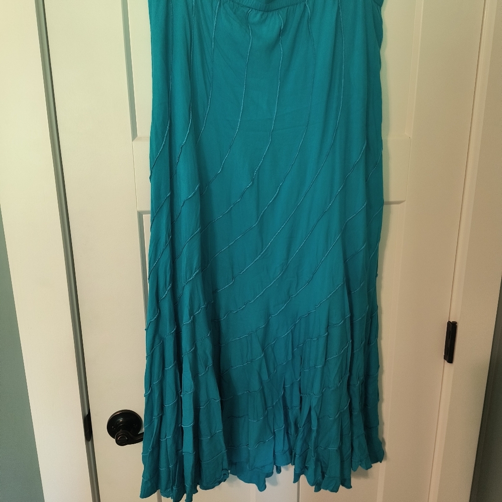 Soft Surroundings Vibrant Teal Blue Maxi Skirt
